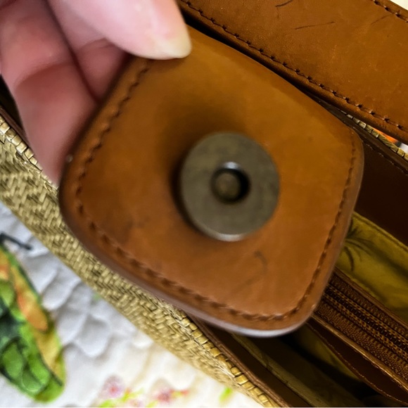 Fossil shoulder bag. 75082. Straw and leather outside, cloth inside. - Picture 11 of 15